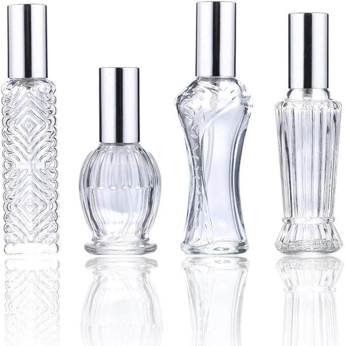 H&D HYALINE & DORA Vintage Refillable Perfume Bottles Glass Empty Spray Bottle and 3ML Refillable Crystal Perfume Bottle Empty, Clear Crystal Cut Travel Perfume Bottle