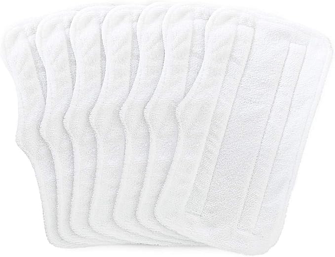 Fushing 7Pcs Steam Mop Pads, Washable Microfiber Cleaning Steamer Replacement Pads for Shark Steam & Spray Mop S3101 S3251 SK460 SK410 S3101n2 S3250 SK435CO SK140 SK141,White