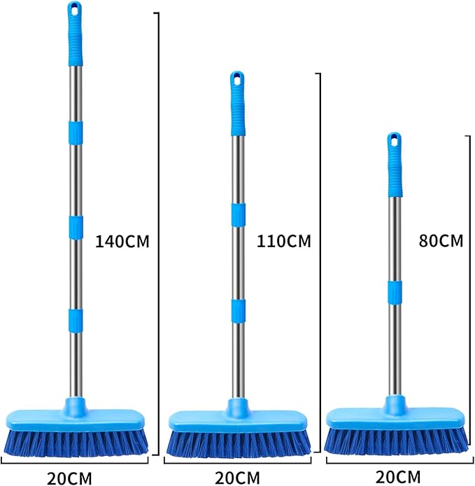 MEIBEI Floor Scrub Brush with Adjustable Long Handle-57 inch, Stiff Bristle Grout Brush Tub and Tile Brush for Cleaning Bathroom, Patio, Kitchen, Wall and Deck