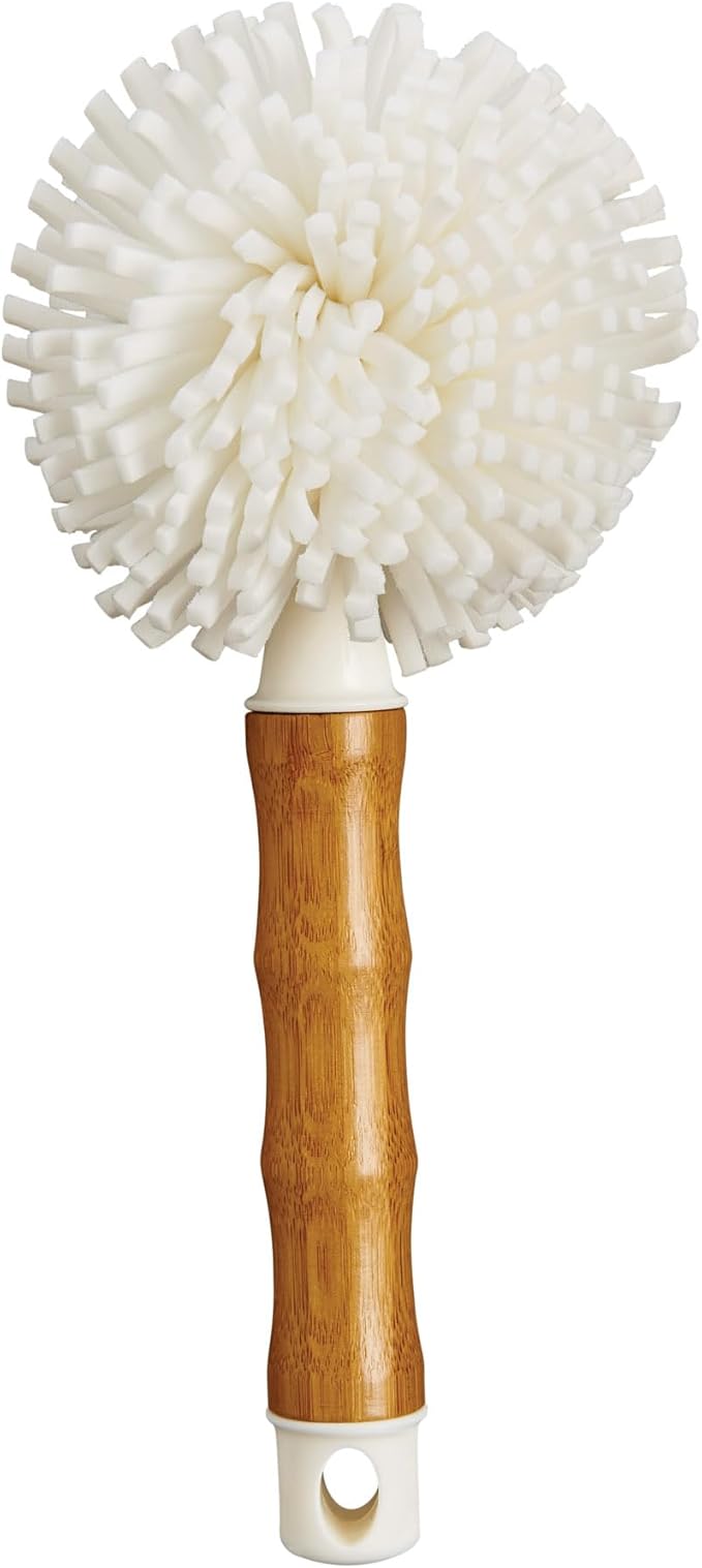 HIC Kitchen Bamboo Glass Brush, Bamboo with Non-Scratch Foam Tips