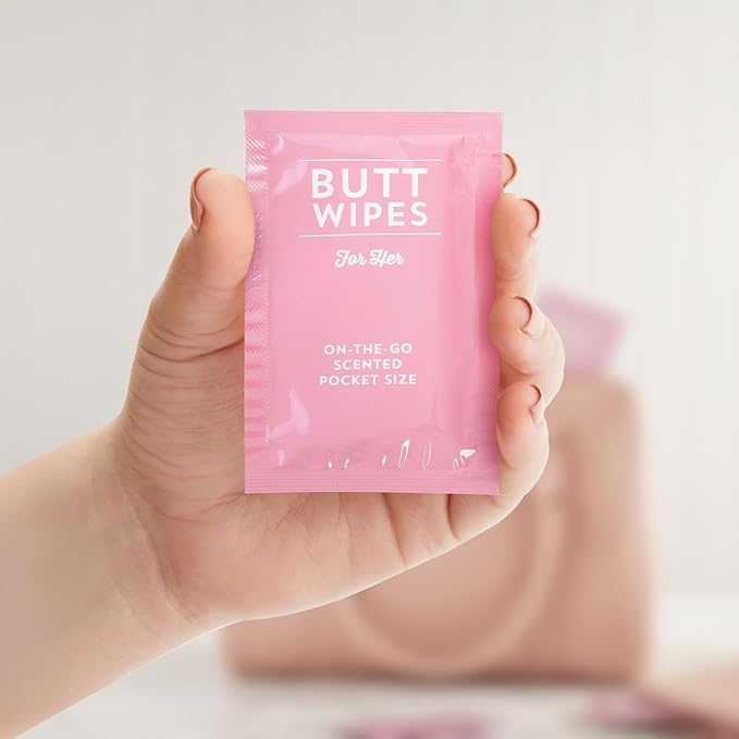 BLUE PANDA 100 Pack Wet Travel Butt Wipes, Flushable Wipes Individually Wrapped for Adults (Aloe Vera Scented), Pink - Purse Essentials