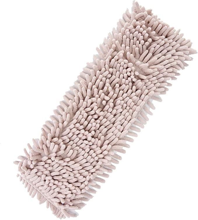 Reusable Dry Sweeping Cloths, Chenille Reusable Mop Pads Floor Mop Pads Refills Flat Mop Pads Flat Replacements Heads for Floor Cleaning(Cream-Coloured)