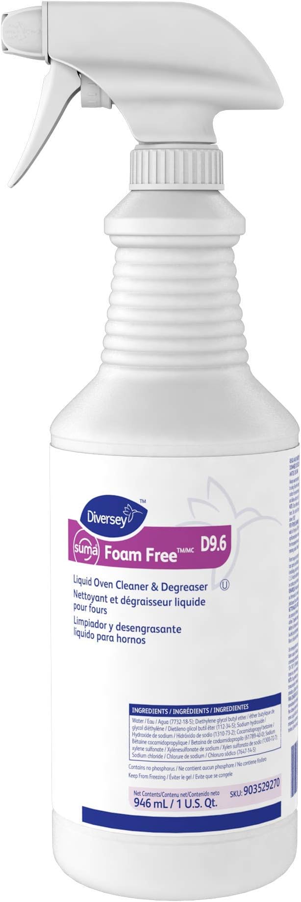 Diversey Suma 903529270 Foam Free Liquid Oven Cleaner and Degreaser D9.6, 12 x 32 oz./946 mL Spray Bottles (Pack of 12)