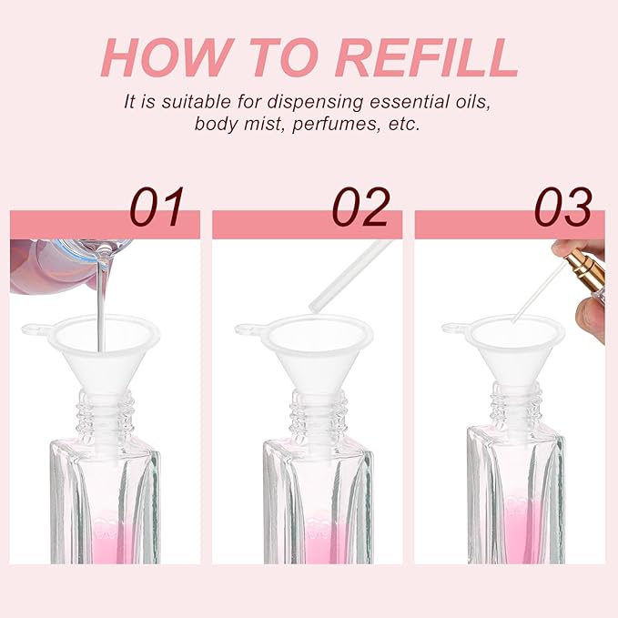 uxcell 8ml Glass Mini Perfume Bottles, 20Pcs Fine Mist Bottles Refillable Empty Mini Spray Bottles with Aluminized Nozzle for Perfume, Travel Liquid, Essential Oil (Clear/Black)