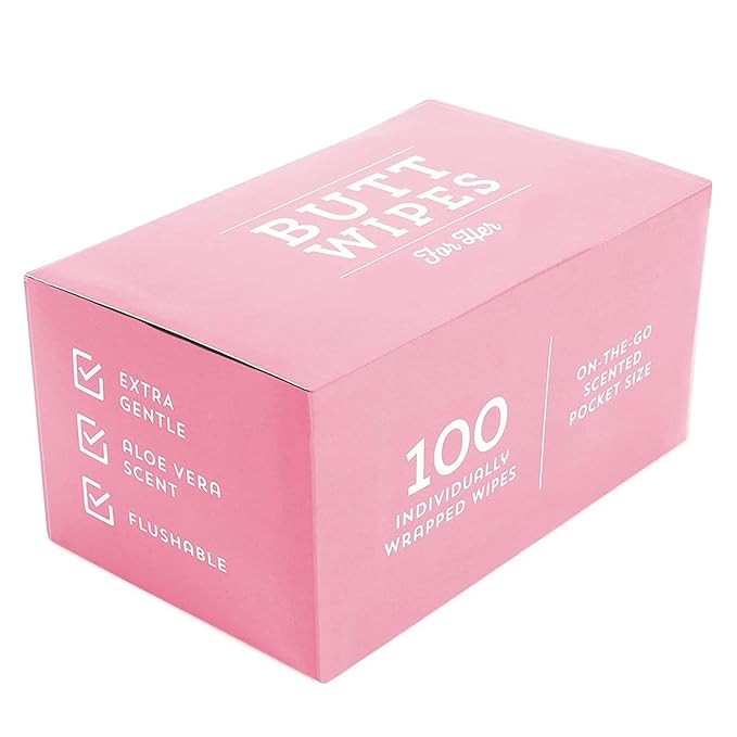 BLUE PANDA 100 Pack Wet Travel Butt Wipes, Flushable Wipes Individually Wrapped for Adults (Aloe Vera Scented), Pink - Purse Essentials