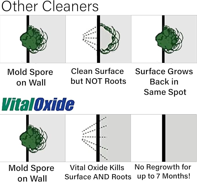 Vital Oxide Disinfectant, Deodorizer, Cleaner, Food-Contact Sanitizer, Virucide – (EPA registration #82972-1) – Kills Mold & Mildew, Eliminates Odors – 1 Gallon, 32 oz, & 3 oz