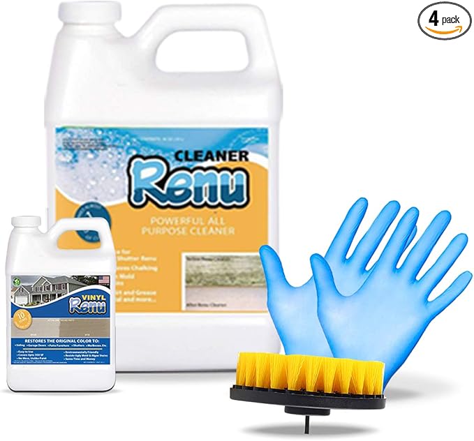 Renu Cleaner Concentrate Whole House Kit - Heavy Duty Cleaner, Removes Stains, Oxidation & More. Ideal For Vinyl Siding, Decks, Patio, Fences, Pavers & Outdoor Fabrics. Cleans an Incredible 3000 SF.