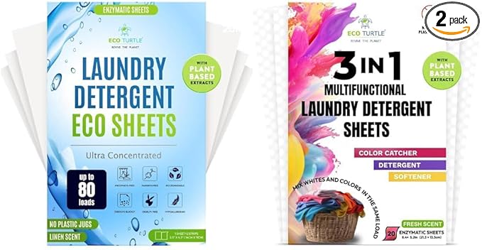 Laundry Detergent Sheets - 3in1 and Regular Bundle Pack of 1 - Eco-Friendly, Zero Waste, Plastic-Free Laundry Washing Machines Soap Sheets, Concentrated Liquidless Laundry Soap - 100 Loads