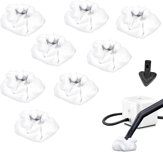 Pads Fit for Dupray Handheld Steam Cleaner: Small Bonnets Compatible with Dupray Triangular Brush Tool - Washable and Reusable Handheld Steamer Cloth Accessories (8 Packs)