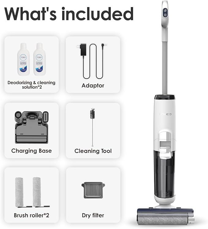 Tineco iFLOOR 5 Breeze Complete Wet Dry Vacuum Cordless Floor Washer, One-Step Cleaning for Hard Floors, Edge Clean, Auto Self-Cleaning, Lightweight & Cordless Design
