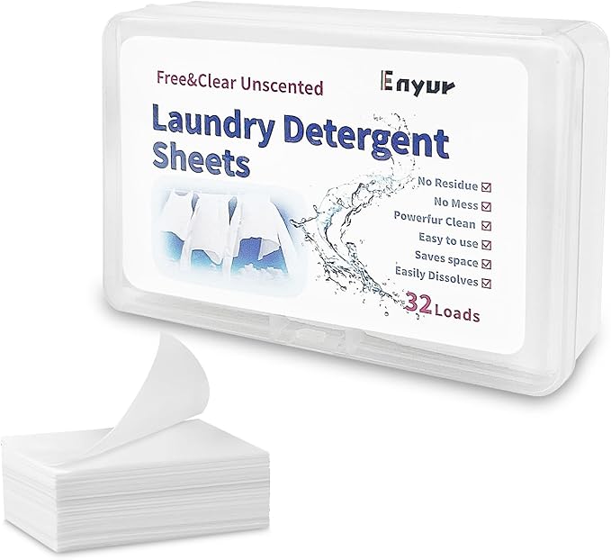 Laundry Detergent Sheets, Laundry Sheets for Traveling, Ultra-Concentrated,Fragrance-Free, For Borh Travel and Home Use - 1 Pack / 32 Loads