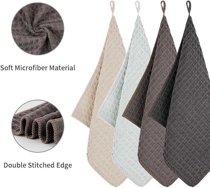 watchget Barista Microfiber Cloths - 4 Pack (12"x12") Professional Cleaning Towels for Espresso Machines, Steam Wands & Countertops Essential Coffee Bar Accessories