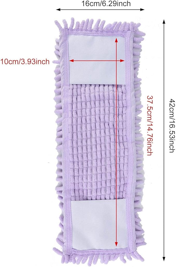 Microfiber Sweeper Mop Pads, Flat Mop Replacement Pads Reusable Dust Mop for Hardwood Floors (Purple)