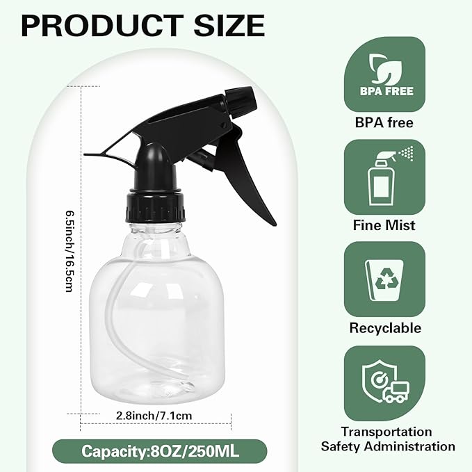 20 Pieces Plastic Spray Bottles Bulk 8 oz/250ml Small Spray Bottles Empty Spray Bottles Sprayer for Hair Mister Spray Bottle Watering Plants Showering Pets