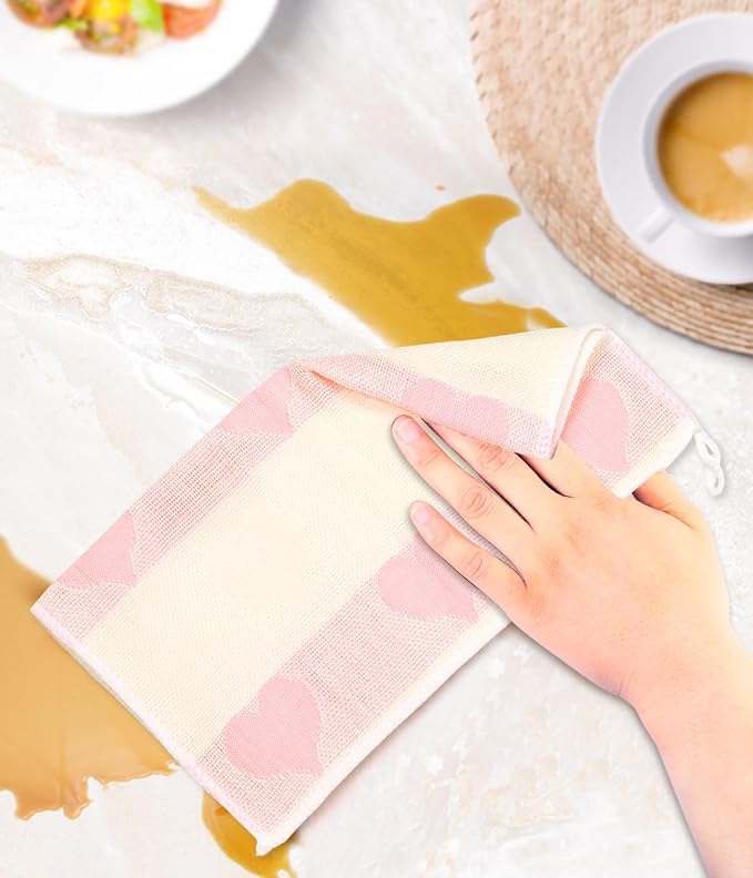 Bamboo Dish Cloths Towels Kitchen Cloths for Cleaning Dishcloths for Kitchen Washable Absorbent Machine Washable 12" x 12" 10PCS (30x30 cm, Solid Color) (Heart)