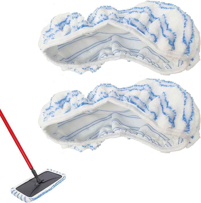 Reusable Microfiber Mop Pads Compatible with O Cedar Mop, 2 Pack Mop Head Replacement Pads for Dry & Wet Use, Washable Flat Dust Mop Refills for Hardwood Floor Cleaning, 15x8 Inch