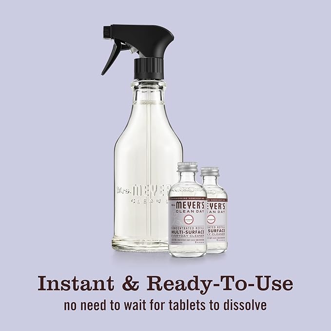 MRS. MEYER'S CLEAN DAY Multi-Surface Everyday Cleaner Concentrated Refills, 4 Concentrated Refills (2 Fl. Oz. each), Lavender Scent, Makes 64 Fl. Oz. Total