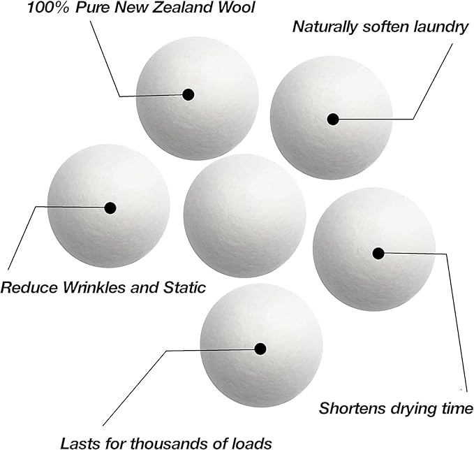 Wool Dryer Balls XL 4-Pack - 100% Pure New Zealand Wool, Ecoigy Natural Fabric Softener, Reduces Wrinkles & Drying Time, Ideal for Essential Oils, Dryer Sheets Alternative,Dryer Balls Laundry Reusable