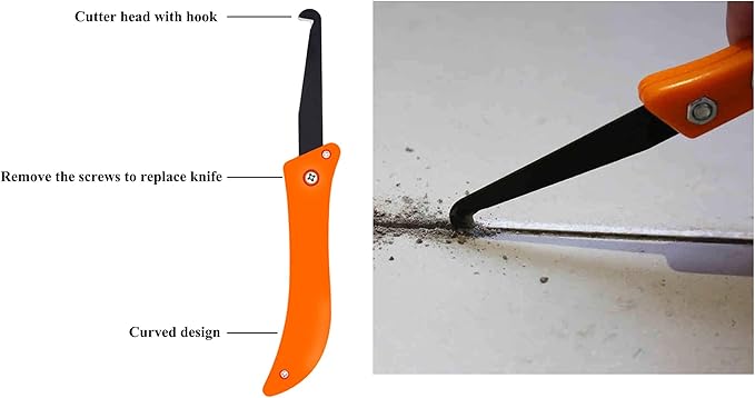 Grout Removal Caulking Tool Set, Sturdy Angled Grout Scraping Rake Tool, Grout Saw Knife, 4Pcs Silicone Sealant Tool for Tile Cleaning