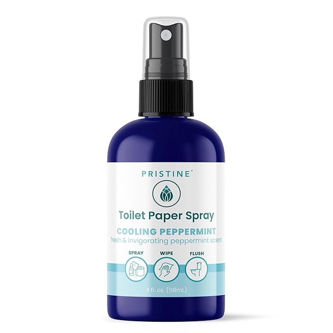 Toilet Paper Spray - As Seen on Shark Tank, More Natural Personal Cleansing Wipes & Flushable Wet Wipes Alternative, Spray Toilet Paper to Create Flushable Wipe, Cooling Peppermint, 4 fl oz