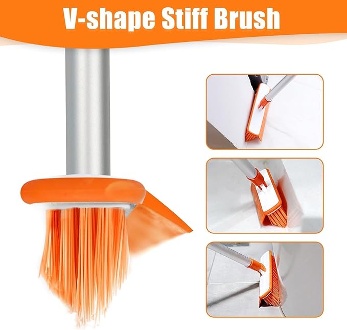 Magic Air Silicone Broom Sweeper, Multifunction Silicone Broom, Household Squeegee for Floor Cleaning, Bathroom, pet Hair, Dog Brush Set Orange