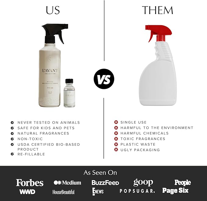 L’AVANT Collective All Purpose Cleaner Spray – Natural Cleaning Spray for Kitchens, Counters, and Bathrooms – Vegan, Organic, Plant-Based Multipurpose Surface Cleaner with Refreshing Fresh Linen Scent