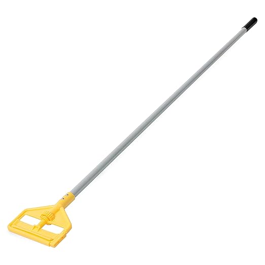 Rubbermaid Commercial Products Invader Side Gate Wet Mop Handle, 60-Inch, Plastic, Yellow/Gray, Large, Aluminum, Heavy Duty Mop Head Replacement for Industrial/Household Floor Cleaning, Pack of 12