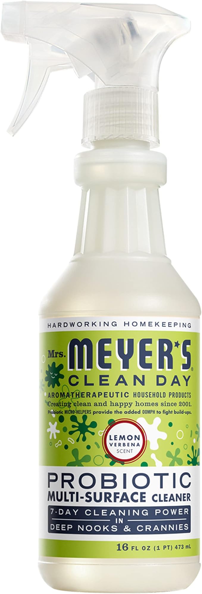 MRS. MEYER'S CLEAN DAY Probiotic Multi-Surface Spray, Made With Essential Oils And Other Thoughtfully Chosen Ingredients, Lemon Verbena, 16 fl oz