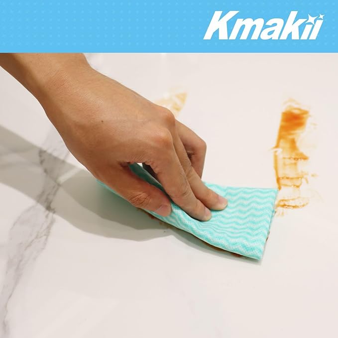 KMAKII Handi Wipe Reusable Cloths - Multi-Purpose Disposable Dish Cloths and Towels, Ultra Absorbent, Fast-Dry, Durable Cleaning Wipes for Kitchen and Home, Green, 11.8 x 21 inches, Pack of 80