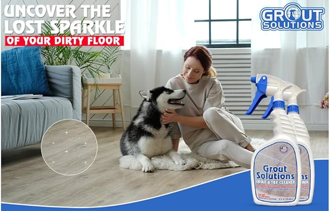 Heavy Duty Grout and Tile Cleaner, Acid-Free, Safe on Stone, Ceramic, Porcelain and Colored Grout, Easy to use 32oz