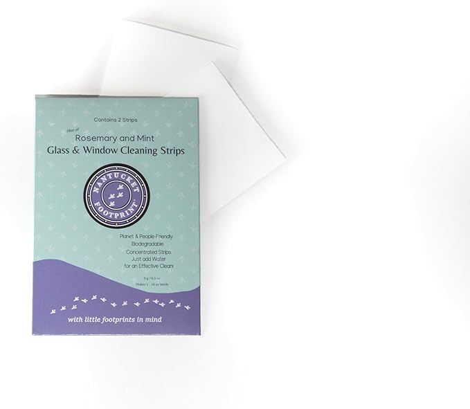 Glass & Window Cleaning Spray - 16 oz - Just-Add-Water - 2 Concentrated Cleaning Strips + 16 oz Reusable Glass Spray Bottle