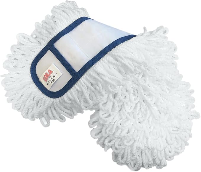 LOLA Products 360 Degree Flexible 18" Dust Mop Replacement Head, Fine Fiber Machine Washable Dust Mop Head Attracts Dust & Dirt Like a Magnet, 1 Count