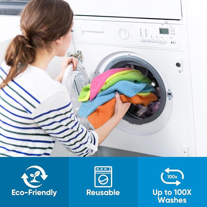 Microfiber Cleaning Cloth, 200PK Reusable Shop Rags Bulk Microfiber Cleansing Cloth Lint Free Cleaning-Towel for Car Kitchen Automotive Bar Mechanic Restaurant Garage,11.5"x11.5",Multicolor