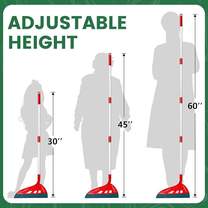 Magic Air Broom Household Silicone Broom for Floor Cleaning, Multifunctional Floor Squeegee with 60’’ Aluminum Adjustable Handle, Pet Hair for Glass, Fine Dust, Hair, Liquids (Red)