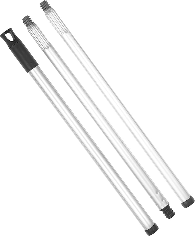 Rubber Bristle Broom for Floors Salon Broom, Rubber Squeegee Broom, Rug Broom, Rubber Rake for Human Hair, Pet Hair, Fur, Lint, Liquid, with 3-Part Handle, Grey