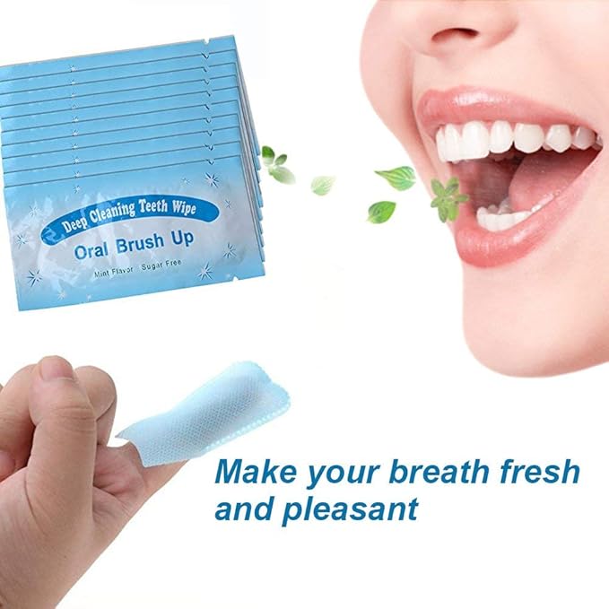 100pcs Disposable Textured Deep Cleaning Teeth Wipes Finger Brush Oral Brush Clean Wipes