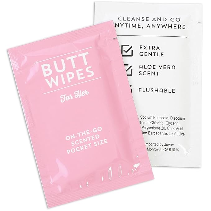 BLUE PANDA 100 Pack Wet Travel Butt Wipes, Flushable Wipes Individually Wrapped for Adults (Aloe Vera Scented), Pink - Purse Essentials