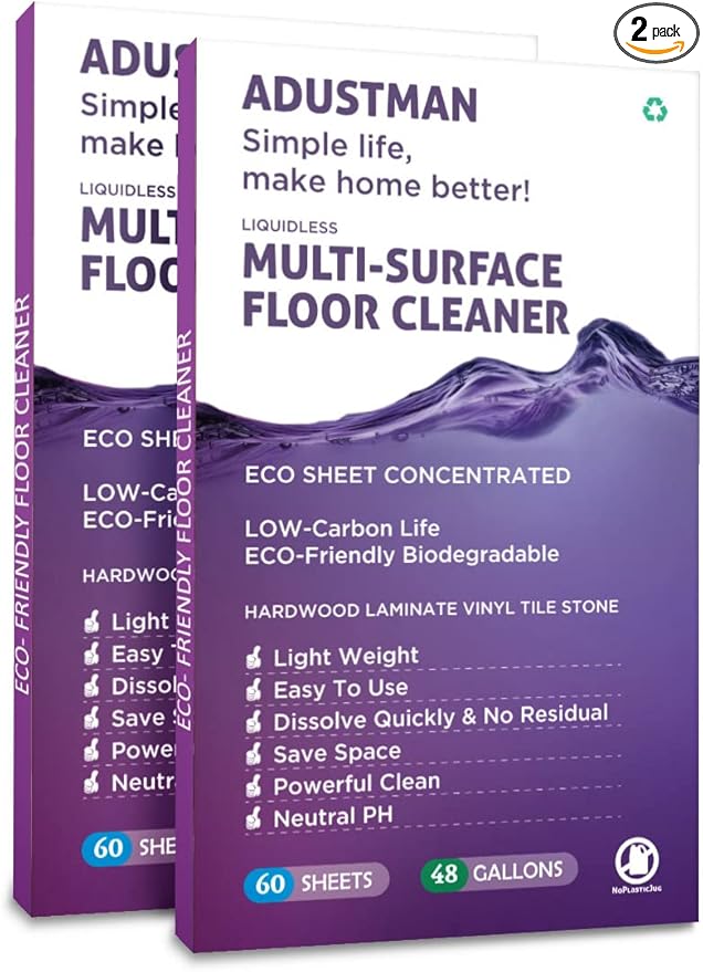 Eco Friendly Floor Cleaner Concentrate Natural Cruelty-Free Multi-Surface Hardwood Laminate Vinyl LVT LVP Stone Plastic Free Leak-Free Urltra-Light Refills Lavender Scent 96 Gallons 2Pack
