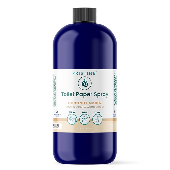 Toilet Paper Spray- As Seen on Shark Tank, More Natural Personal Cleansing Wipes & Flushable Wet Wipes Alternative, Spray Toilet Paper to Create Flushable Wipe, Coconut Amber, 32 fl oz Refill