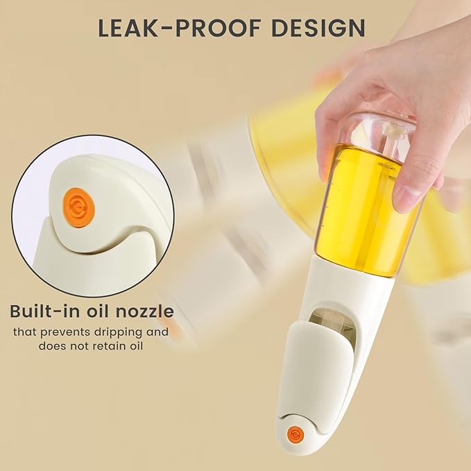 Oil Sprayer for Cooking, Atomization Olive Oil Dispenser Bottle for Cooking,Glass Olive Oil Sprayer, Patented Product,Continuous Spray with Portion Control, for Kitchen, Air Fryer, Salad, BBQ - White