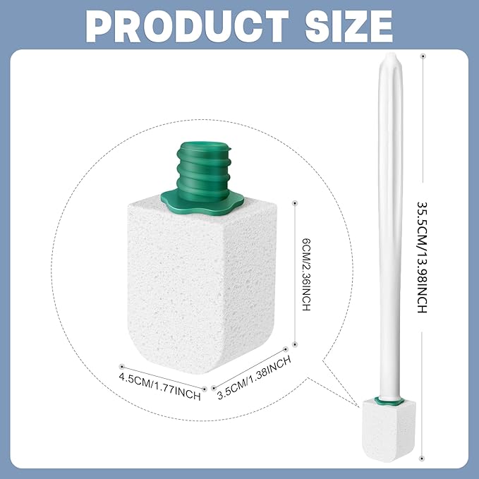 White Toilet Pumice Stone with 2pcs overlength Handle Toilet Brush,Pumice Stone Toilet Bowl Cleaner, Pumice Stone for Toilet,Toilet Stone,Bathtubs, Kitchen Sink, Grill,Tile. (22, White)