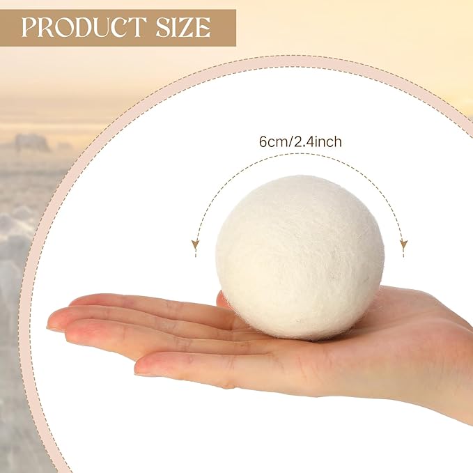 Preboun 12 Pcs Wool Dryer Balls Fabric Softener Dryer Balls Laundry Reusable Natural Wool Balls for Saving Drying Time Clothing Anti Winding, Anti Static