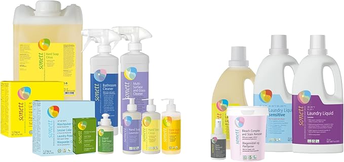 Sonett Organic Laundry Powder Detergent for Colors 42oz / 1.2kg - With organic vegetable oil soap, without enzymes, GMO-free.Suitable for all coloured and white textiles made from cotton, linen, hemp.