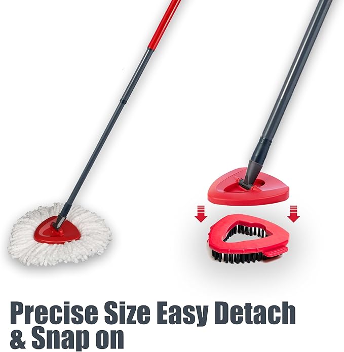 Mop Head Replacement for O Ceda: Stubborn Dirt and Grout Line Scrub Brush Attachment and Spin Mop Refill Set Compatible with Oceda - 6 Microfiber Replace Heads 1 Floor Scrubber Bristle Head for O'ceda