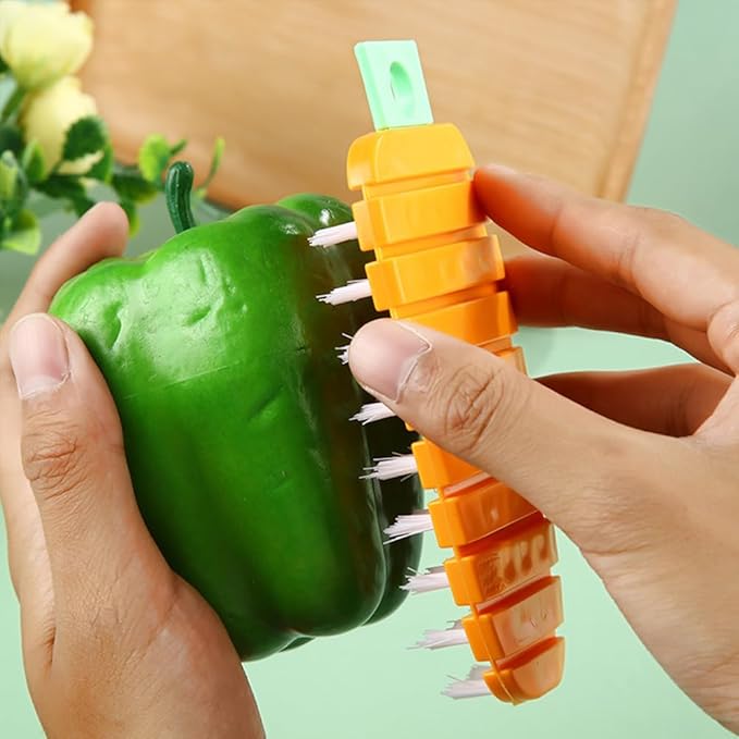 4 Pack Vegetable Brush, Fruit Brush Set, Multiple Segments are Bendable Fruit Vegetable Cleaning Brush, Fruit Peeler, for All Kinds Fruits Vegetables