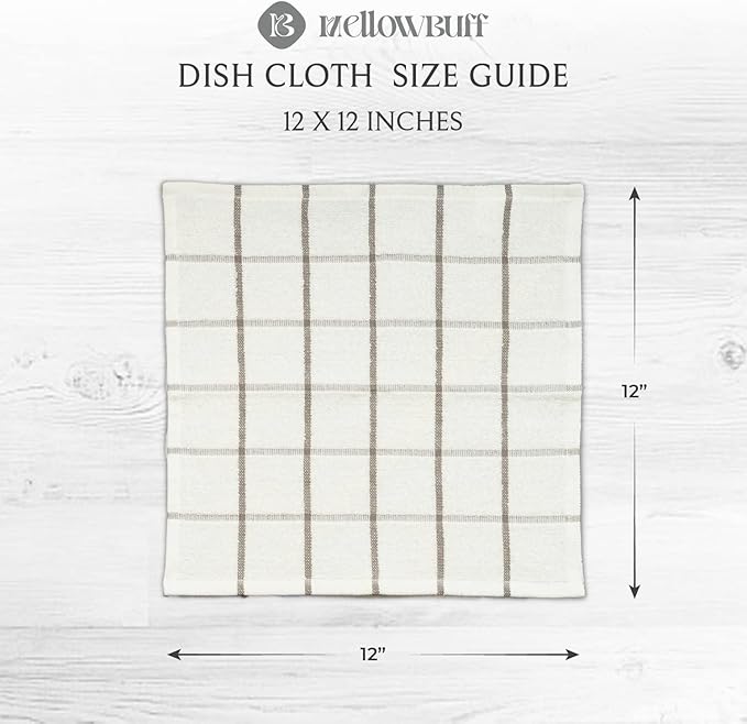 100% Cotton Dish Cloth for Dish Washing, Terry Dish Cloth, Cotton Dish Rags, 8 Pack, Super Soft and Absorbent,12"x12" inches, Reusable Cleaning Cloth,Grey (Solid and Checks)