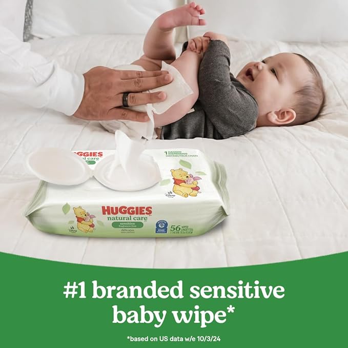 Huggies Natural Care Sensitive Baby Wipes, Unscented, Hypoallergenic, 99% Purified Water, 1 Refill Pack (184 Wipes Total)