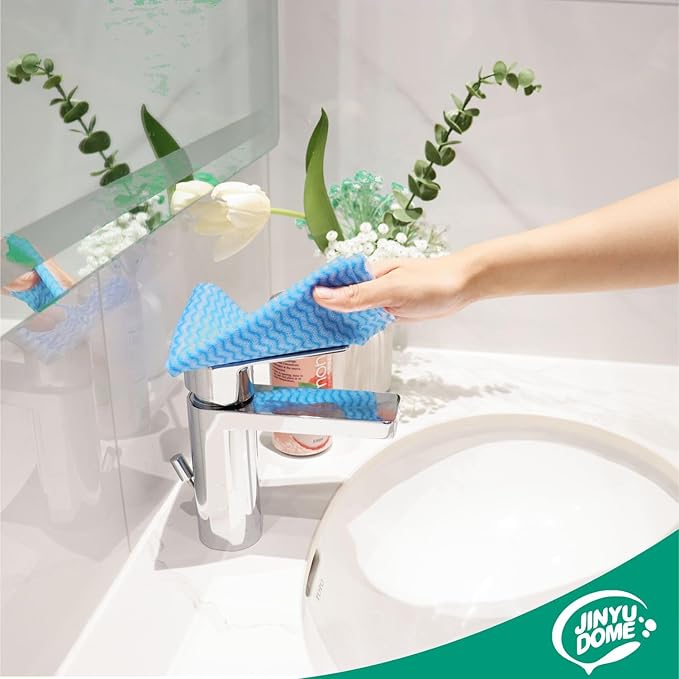 Handi Wipes Reusable Cloth Disposable Cleaning Cloth Kitchen Dish Cloth Dish Towels Dry Blue Washable Wipes Dish Towel Rolls, Soft Durable And Absorbent, 2 Rolls,Total Pack Of 200, Blue