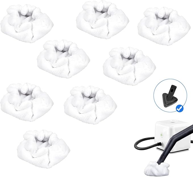 Pads Fit for Dupray Handheld Steam Cleaner: Small Bonnets Compatible with Dupray Triangular Brush Tool - Washable and Reusable Handheld Steamer Cloth Accessories (8 Packs)