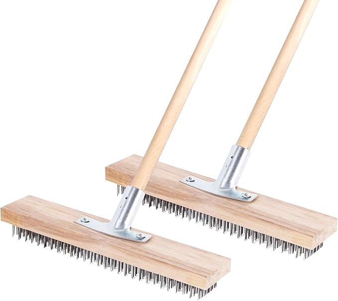 Steel Brooms, 2PCS 11.8" Wire Broom Brush with Robust Metal Holder, Wire Broom Head with Socket for Wooden Handle, Metal Broom Garden Broom for Household Kitchen Catering Commercial-Silver